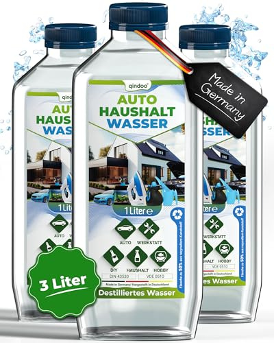 Qindoo Destilliertes Wasser Auto Haushalt, Aqua Dest (3 liter)