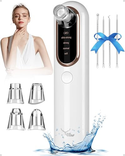 Yccu Succionador de Puntos Negros, Limpiador de Poros Eléctrico, 4 Modos de Limpieza Facial y Nasal, Kit de Espinillas para Eliminar Comedones y Acné Graso