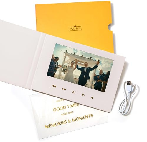 VOICEGIFT Programmierbares HD-Videobuch - Grußkarte inklusive Audio- und Videorecorder für Hochzeit, Verlobung, Weihnachten, Jahrestag, Geburtstag mit 8 GB Speicher