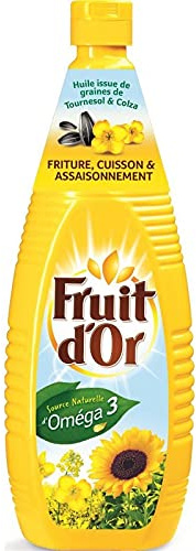 Fruit d'Or Huile de Tournesol Bio Pressée à Froid 1L - Idéale pour une Cuisine Saine et Savoureuse - Catégorie Huiles de Qualité Supérieure - Le Lot De 3