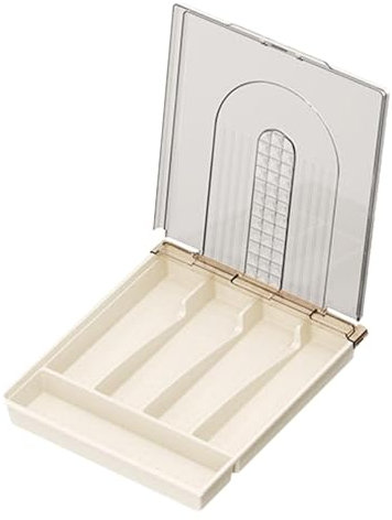 Nuyhadds Organisateur d'argenterie avec couvercle, rangement d'argenterie - Organisateur de plateau à couverts,Boîte de rangement d'argenterie avec 5 compartiments, support de rangement de couverts