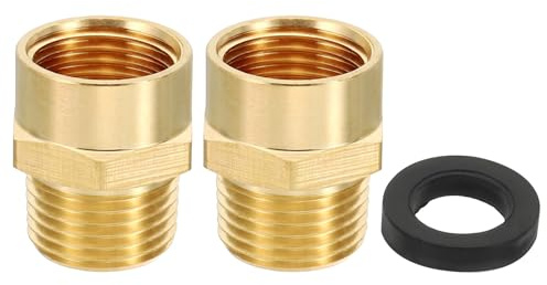 PATIKIL Brass Pipe Fitting Adapter, 2Pcs 1/2 NPT Male Thread x 1/2 G Female Thread Brass Reducer Hex Tubing Hose Connector Adaptor with Washer for Plumbing