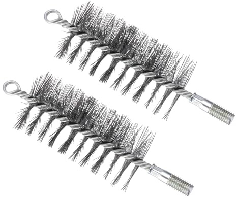 PATIKIL 2Pcs Cepillo De Calibre De 65mm De Diámetro Tono Plateado | Cepillo De Limpieza De Alambre Trenzado De Acero Inoxidable, Limpiador De Tubos Con Vástago Espiral De 12mm, Para Tubos