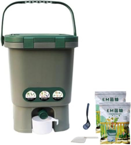 Contenitore per compost da cucina, Secchio for compost inodore al 99,99%, con acceleratore di avviamento del compost da 1 kg/2,2 libbre, contenitore for compost da banco