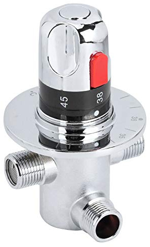 Tbest Vanne Mélangeuse Thermostatique en Laiton pour Chauffe Eau Domestique | Contrôle Précis de La Température, Eau Chaude Et Froide Installation Facile, Salle Bain, Cuisine