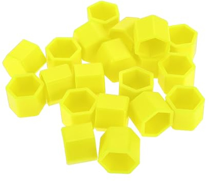 Partuto 20 Stück Radmutter Bolzen Felgen Reifenmutter Schrauben Staubschutzkappe Abdeckung Mutter Schutz Silikon fluoreszierendes Gelb 2,2x19x20,2mm