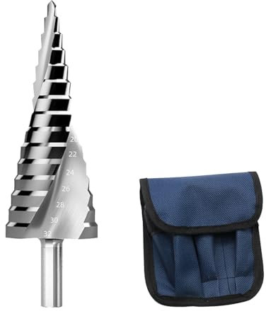 Biglumin Punta a gradini - conica Ø 4-32 mm, punta trapano metallo a bussola ideale per metallo, legno, plastica, acciaio inossidabile, punta per lamiera, fori a 15 gradini.