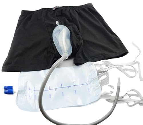 Kit Complet d'incontinence urinaire Masculine, Pantalon de Drainage d'urine Doux et Confortable avec 2 Sacs collecteurs de 500 ML pour Hommes, Personnes âgées(L)