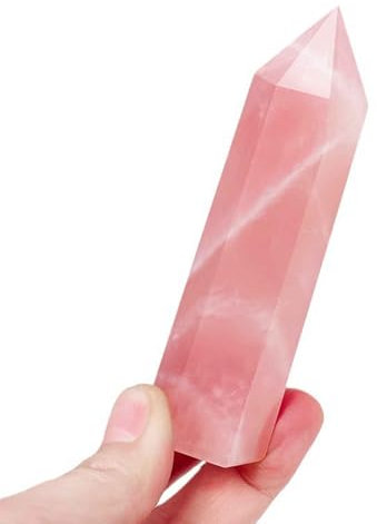 SUPBEI Torre de obelisco de Cuarzo Rosa Natural Varita de Cristal curativo de Cuarzo Pulido Gemas de Cristal con Punta Hexagonal para Terapia de meditación Decoración,3.54in(9cm)