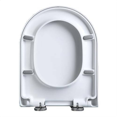 Wttfc Toilettendeckel,Wc-Sitz Mit Absenkautomatik,Toilettensitz Aus Uf-Material,Abnehmbarer Ersatz-Wc-Brille D-Form, Obere Befestigung,Pflegeleichte Toilettenbrille,Klodeckel,07