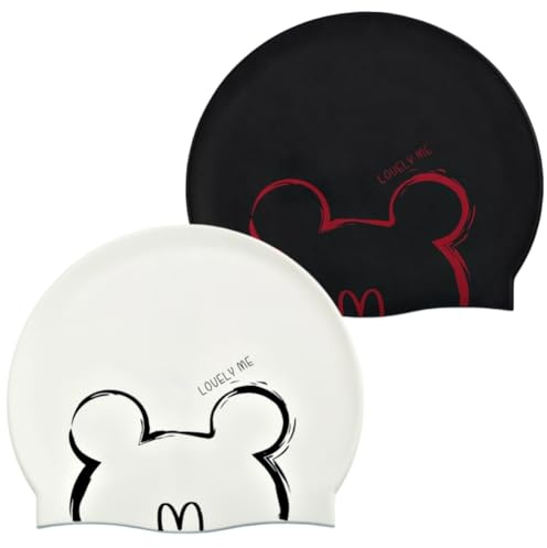 2 Pièces Bonnet De Bain Enfant,Bonnet de Bain en Silicone,Bonnet de Natation Souple et Résistant pour Cheveux Longs et Courts, Bonnet Piscine Enfant pour Garçons Filles 3-12 Ans (Blanc et Noir)