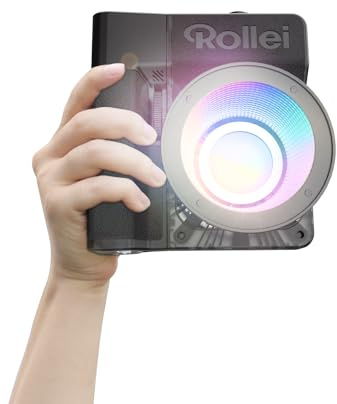 Rollei LUX 100 RGB Kit Professionelles LED-Dauerlicht Fotografie mit 71 Wh Batteriegriff Candela-APP Smarte Bedienung, Fotolicht Ultraflach & Leicht | Verstellbare 360 RGB-Farben | 13 Lichteffekte