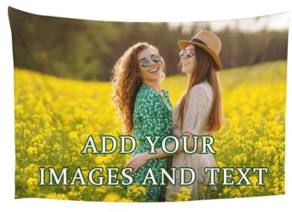 LMQJDZ Personalisiert Foto Wandteppich,drucken Sie irgendeine Ihrer Design Foto/Text/Logo Wand hängende Art Decor für Hochzeit, Familie, Festival, Geburtstagsgeschenke.75 * 100cm