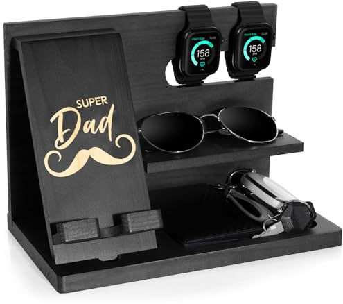 Fathers Day for Dad, Dad Birthday Gifts, Wood Phone Docking Station, Bedside Table Organiser, Presents for Father, Christmas Father s Day Gifts from Daughter Son, Desktop or Nightstand Organizer