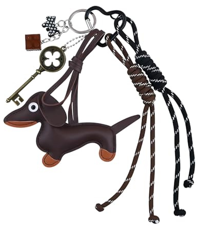 Brewlix Taschenanhänger, Dackel schlüsselanhänger leder Bag Charms, Niedlich Taschen Charms für Damen, Praktisch Anhänger Tasche für Rucksack, Handtasche, Sporttasche