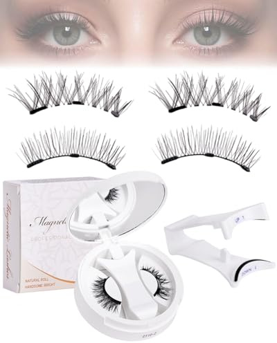 CULEB 1 Paire Faux Cils Magnetique Naturel,Cil Magnetique Réutilisables Applicateur,Aucune Colle,Faux Cils Magnetique Facile à Porter et Enlever avec Coffret Cadeau(CT10-2)