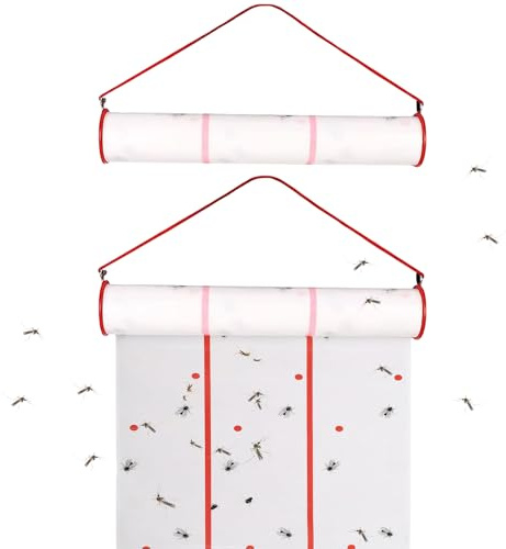 Ruban Mouche 2 Rouleaux Collant Mouche 4m Horizontal Ou Vertical Tue Mouches Adhesif Ruban Anti Mouches pour ExtéRieur/IntéRieur Serre éCurie Jardin