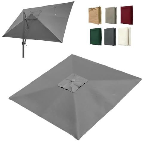 IMUNKT 3x4m Rettangolare Telo Di Ricambio Per Ombrellone A Sbalzo Copertura Di Ricambio Superiore Ombrellone Da Giardino, 8 Stecche, Anti-UV
