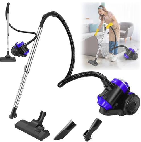 HSHa Aspirapolvere compatto – Leggero, senza sacchetto, potenza di aspirazione 1500 W, 4 ugelli per pavimenti duri e moquette, filtro HEPA per tappeti, pavimenti duri, peli di animali domestici