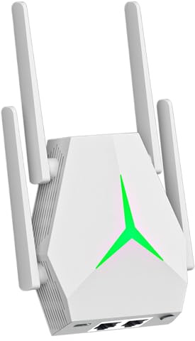 5G Repetiteur WiFi Puissant sans Fil 1200mbps Amplificateur de Signal WiFi Bi-Bande,4 antennes,2 Rj45 Ports LAN,Répéteur Puissant pour la Maison et Le Bureau Couverture jusqu'à 9800 m³