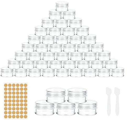 Alitree 50 Stück Döschen, 5ml Mini dose, Döschen mit Deckel,Transparent