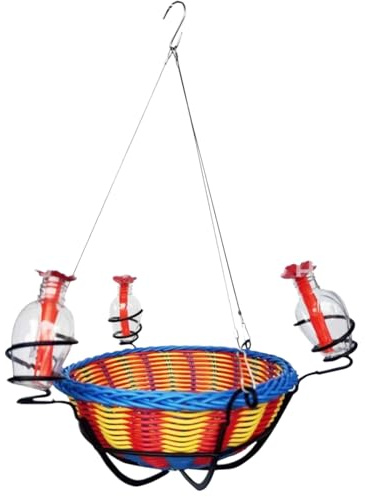 Mangeoire pour colibri pour l'extérieur – Panier étanche | Mangeoires à oiseaux avec 3 ports d'alimentation | Pour animaux de compagnie, jardin, terrasse, cour, pelouse, animaux sauvages, nourriture