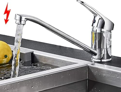 Niederdruck Armatur Küche aus Messing, Chrom, Keramikkartusche, Rückflussverhinderer, 360° Drehbar, Wassersparend, für Boiler