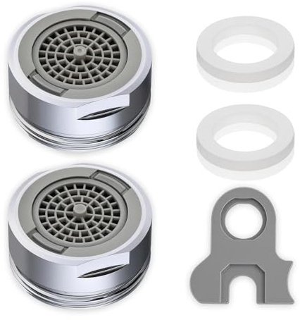 2 Stück Perlatoren Für Wasserhähne M24 Aus Messing, Einstellbarer Strahlregler Mit Rückspül-Funktion + Spezialschlüssel, Abnehmbares Wasserhahn Sieb, Wasserfilter Wasserhahn, Aufsatz Für Wasserhahn