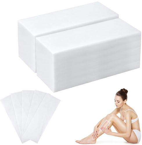 BUTBU 200 Tiras Bandas de Cera No Tejidas, 7 X 20 Cm Bandas de Papel para Depilación, Tiras Depilatorias para Cara Cuerpo y Piernas, Papel Depilatorio para Cera Caliente y Fría, para Todas Las Pieles