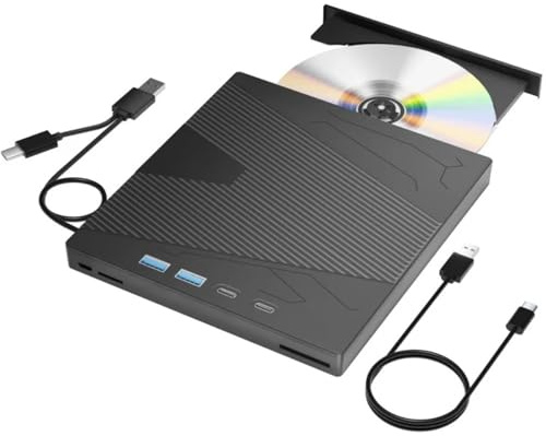 Unità CD/DVD esterna 7 in 1, lettore DVD USB 3.0 e Type-C, masterizzatore RW portatile, compatibile con Windows XP/7/8/10, Linux, MacOS