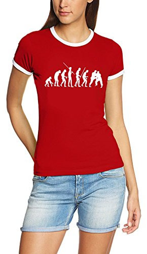 Coole-Fun-T-Shirts T-Shirt JUDO Evolution RINGER, rot, S, 10735_RIGI-Rot_GR.S