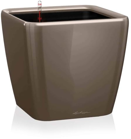 Lechuza – Pot de Fleurs d'Interieur – Premium Quadro Ls – Réserve d'Eau Intégrée – Coloris Taupe – 50 x 50 x 47 cm