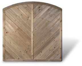 Massive Sichtschutz Holz Zaunelemente im Maß 180 x 180 auf 160 cm (Breite x Höhe) mit diagonalem Profilbrett Design + Bogen aus Kiefer/Fichte Holz, druckimprägniert Stuttgart Massiv