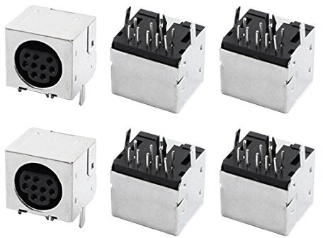 sourcing map 6 Piezas cáscara del Metal DIN 9 Pin Conector Hembra S-Video Adaptador Tomas