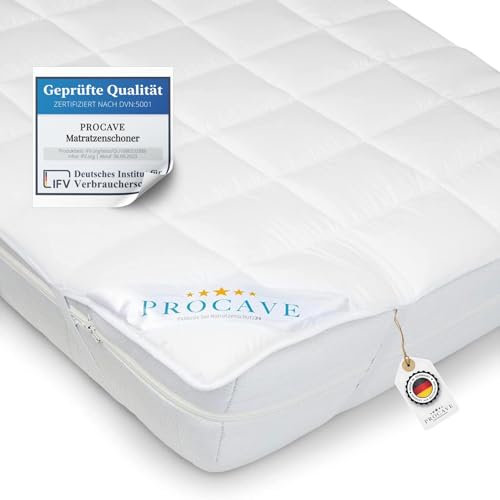 PROCAVE® Matratzenschoner 200x220 cm Topper | Matratzenauflage mit 4 Eckgummis | Atmungsaktive Matratzentopper & Matratzenauflage | Anti Milben Matratzenbezug | Mattress Topper Made in Germany