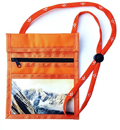 everest1953 sunwallet orange Brustbeutel Brustsafe Brusttasche Umhängetasche Outdoor Ausweistasche