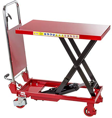 DEMA Hydraulischer Hubtischwagen HTW150 – Hubwagen bis 150 kg, stufenlose Hubhöhe 22-72 cm, stabile Stahlkonstruktion, Lenkrollen mit Bremse, Sicherungs-Arretierung – für Werkstatt, Lager, Produktion