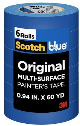 ScotchBlue Original Multi-Surface Painters Tape, 1 Inch Wide (0.94 in. x 60 Yds), 6 Rolls, Blue Paint Tape Protects Surfaces and Removes Easily, Masking Tapes for Indoor and Outdoor Use (2090-24EP6)