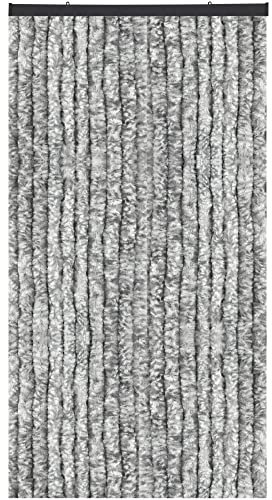 Arsvita Insektenschutzvorhang 100x200 cm (Breite x Länge) Flauschvorhang in Hellgrau meliert für Camping, Terrasse, Pavillon oder Balkontür, Fadengardine Ø4cm