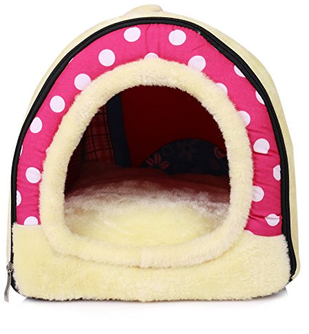 Haustier Nest & Schlafsofa, ANCOUS Faltbar rutschfest für Hunde und Katzen Haus weich gemütlich Matratze 4 Stil 3 Größe (S, Pink)