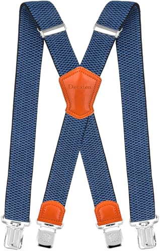 Decalen Hosenträger Herren 40 mm Breit – Elastisch, Verstellbar, X-Form mit Metall-Clips, Einheitsgröße für Männer & Damen, Schwarz/Rot/Braun/Blau