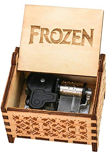 Youtang Die Eiskönigin Spieluhr mit 18 Noten, Aufzieh-Mechanismus, graviertes Holz, Spieluhr für Kinder, „Play Let it Go“, Braun