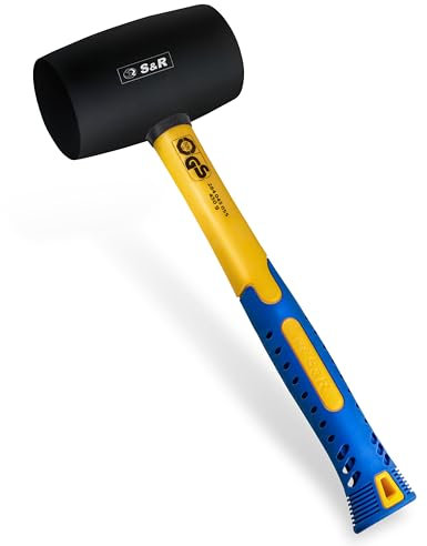 S&R Maza de Goma Negro 450 g caucho natural con Mango de fibra de vidrio antideslizante ⌀=55 mm - Martillo para ladrillos clinker baldosas camping