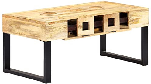 vidaXL Mangoholz Massiv Couchtisch Kassette-Stil Beistelltisch Wohnzimmertisch Kaffeetisch Sofatisch Holztisch Massivholztisch 100x52x45cm