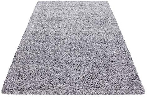 Exquisiter Hochflor-Teppich - Weich, Flauschig und Pflegeleicht, Rundes Design für EIN Gemütliches Wohnzimmer Ambiente, Premium Shaggy Flokati Teppich, Größe:80 x 150 cm, Farbe:Hellgrau