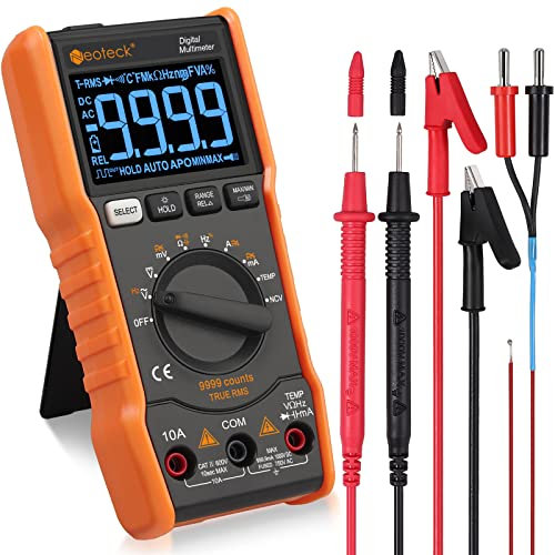 Neoteck Digitales Multimeter 9999 Zähler TRMS Rang Automatisch NCV Tester DC/AC Strom Spannung Batterie Temperatur Kapazität Kontinuität Widerstand Diode Buzzer LCD-Display Hintergrundbeleuchtung