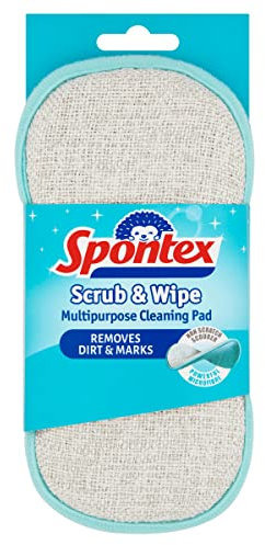 Spontex Scrub & Wipe Multipurpose Cleaning Pad, Blue,Grey, 1 Count (Pack of 1)