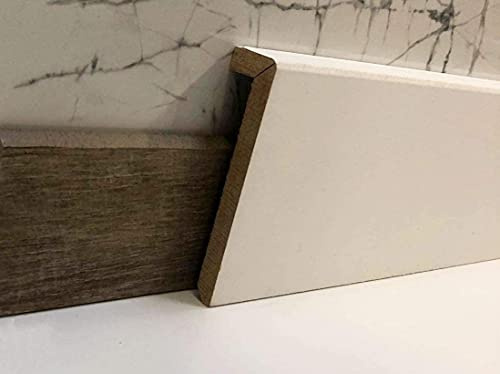 MadeInNature Surplinthe bois - Plinthe à recouvrement prépeinte blanche fabrication FRANCAISE – Hauteur 10 cm ou 13cm et longueur aux choix (10 cm, 8 ML)