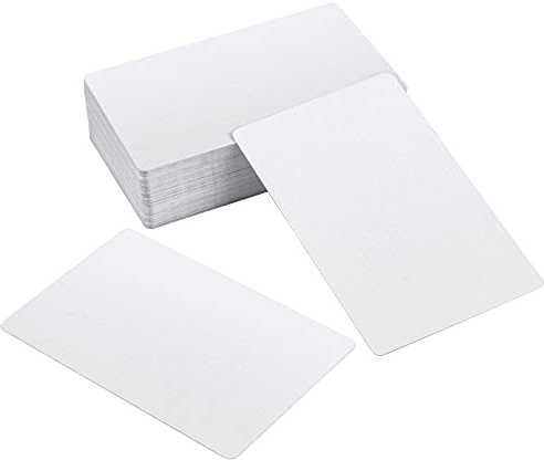 WANDIC 100 Stück Metall Visitenkarte, Weiß Rohlinge Aluminium Visitenkarte Leere Karte, Dicke Blanko Namenskarten für Wärmeübertragung, individuelle Lasergravur, Haus Büro Kunden DIY Geschenkkarten