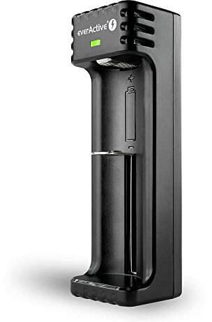 everActive Caricatore per 1 batteria agli ioni di litio come 18650, professionale, veloce, Micro USB, modello LC-100